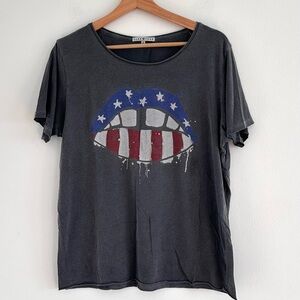 Junk Food American flag lips graphic print t-shirt small